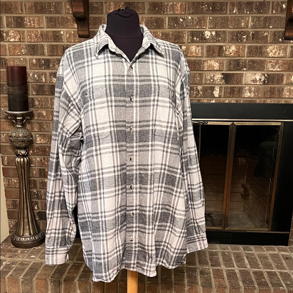 RED HEAD BRAND CO | PLAID SHIRT | MENS SIZE XXL | OATMEAL AND GRAY |